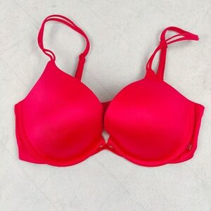 Victoria's Secret Very Sexy Push-Up Bra Size 32D Red Double Strap Plunge